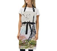 linomo France Paris French Eiffel Tower Adjustable Apron with 2 Pockets Cooking Kitchen Aprons for Women Men