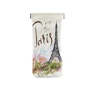 linomo France Paris French Eiffel Tower Sunglasses Bag Microfiber Leather Pouch, Storage Bag for Glasses and Cell Phones