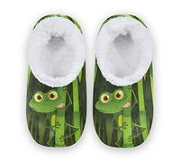 linomo Funny Frog Green Slippers for Women, Womens House Slippers Indoor Slipper Socks House Shoes Bedroom Socks Shoe