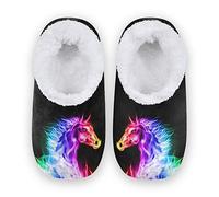 linomo Galaxy Rainbow Horse Slippers for Women, Womens House Slippers Indoor Slipper Socks House Shoes Bedroom Socks Shoe Multicolor