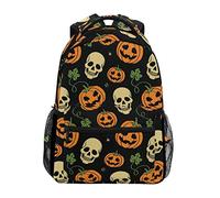 Linomo Halloween Sugar Skull Pumpkin Backpack Daypacks Bookbag Camping Hiking Travel School Shoulder Bag for Kids Boys Girls Men Women