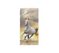 linomo Hand Towel Animal White Horse Towel Cotton Face Towel Dish Towel for Kids Girls Boys Adult