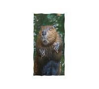linomo Hand Towel Cute Animal Beaver Towel Cotton Face Towel Dish Towel for Kids Girls Boys Adult