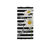 linomo Hand Towel Daisy Music Note Black Stripe Towel Cotton Face Towel Dish Towel for Kids Girls Boys Adult