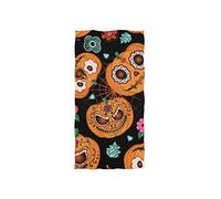 linomo Hand Towel Halloween Pumpkin Flower Spiderweb Towel Cotton Face Towel Dish Towel for Kids Girls Boys Adult