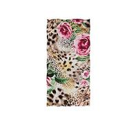 linomo Hand Towel Leopard Print Floral Rose Towel Cotton Face Towel Dish Towel for Kids Girls Boys Adult