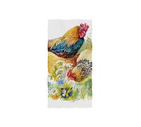 linomo Hand Towel Vintage Chicken Rooster Towel Cotton Face Towel Dish Towel for Kids Girls Boys Adult