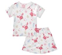 Linomo Kids Pyjamas Sets Animal Crab Shells Fishes Girls Boys Short Pyjama Set Nightwear Children Sleepwear Teens Summer PJs Multicolor