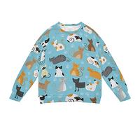 Linomo Kids Sweatshirt Cute Cat Paw Print Long Sleeve Tops Crew Neck Pullover T-Shirt Sweaters for Boys Girls Multicolor