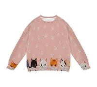 Linomo Kids Sweatshirt Cute Cat Paw Print Long Sleeve Tops Crew Neck Pullover T-Shirt Sweaters for Boys Girls Multicolor