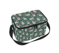linomo Lovely Pug Dog Pattern Lunch Box Insulated Lunch Bag, Shoulder Strap Cooler Lunchbox Lunch Tote Bag Handbag Reusable Bag for Kids Women Men