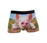 Linomo Men's Boxer Briefs Cute Funny Pig Boxers Shorts Underwear Underpants