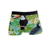Linomo Men's Boxer Briefs Tropical Palm Leaves Toucan Boxers Shorts Underwear Underpants