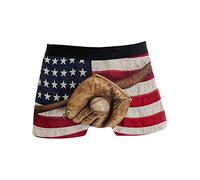 Linomo Men's Boxer Briefs USA American Flag Baseball Boxers Shorts Underwear Underpants