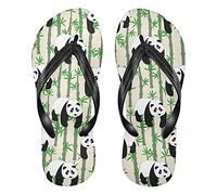 Linomo Men's Cute Panda Bamboo Slim Flip Flop Summer Beach Sandal for Womens Kids Boy Girl