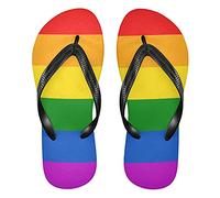 Linomo Men's LGBT Gay Pride Rainbow Peace Love Slim Flip Flop Summer Beach Sandal for Womens Kids Boy Girl