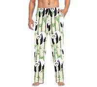 Linomo Mens Pyjama Bottoms Cute Panda Bamboo Pyjamas Loungewear 100% Cotton Pyjama Trouser Nightwear PJs Pants for Men Boys