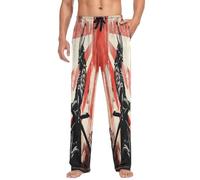 Linomo Mens Pyjama Bottoms Japanese Samurai Pyjamas Loungewear 100% Cotton Pyjama Trouser Nightwear PJs Pants for Men Boys
