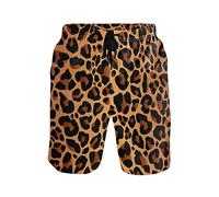 Linomo Men's Swim Shorts Animal Leopard Print Swimming Trunks Beach Shorts Quick Dry Surfing Board Shorts for Men Multicoloured