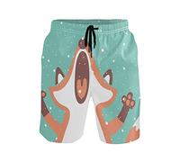 Linomo Men's Swim Shorts Cute Animal Fox Swimming Trunks Beach Shorts Quick Dry Surfing Board Shorts for Men Multicoloured