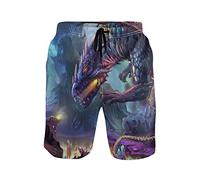Linomo Men's Swim Shorts Dragon Planet Swimming Trunks Beach Shorts Quick Dry Surfing Board Shorts for Men Multicoloured