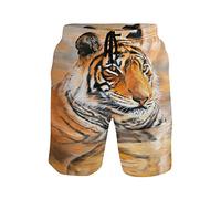 Linomo Men's Swim Shorts Indian Animal Tiger Swimming Trunks Beach Shorts Quick Dry Surfing Board Shorts for Men Multicoloured