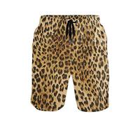 Linomo Men's Swim Shorts Leopard Print Swimming Trunks Beach Shorts Quick Dry Surfing Board Shorts for Men Multicoloured