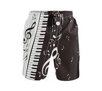 Linomo Men's Swim Shorts Music Note Musical Piano Swimming Trunks Beach Shorts Quick Dry Surfing Board Shorts for Men Multicoloured