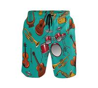 Linomo Men's Swim Shorts Musical Instrument Swimming Trunks Beach Shorts Quick Dry Surfing Board Shorts for Men Multicoloured