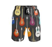 Linomo Men's Swim Shorts Musical Instruments Music Guitar Violin Swimming Trunks Beach Shorts Quick Dry Surfing Board Shorts for Men Multicoloured