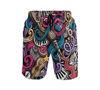 Linomo Men's Swim Shorts Musical Theme Swimming Trunks Beach Shorts Quick Dry Surfing Board Shorts for Men Multicoloured