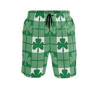 Linomo Men's Swim Shorts St Patrick's Day Clover Swimming Trunks Beach Shorts Quick Dry Surfing Board Shorts for Men