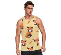 Linomo Mens Tank Tops Cute Animal Raccoon Fox Bamboo Summer Sleeveless Tops Sports Vest Athletic Training Gym Training Tops T-Shirt Multicoloured