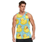 Linomo Mens Tank Tops Cute Yellow Ducks Pattern Summer Sleeveless Tops Sports Vest Athletic Training Gym Training Tops T-Shirt