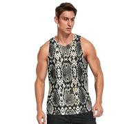 Linomo Mens Tank Tops Snake Skin Print Summer Sleeveless Tops Sports Vest Athletic Training Gym Training Tops T-Shirt Multicoloured