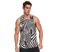 Linomo Mens Tank Tops Zebra Print Summer Sleeveless Tops Sports Vest Athletic Training Gym Training Tops T-Shirt Multicoloured