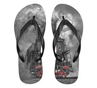 Linomo Men's Vintage Train Soviet Steam Locomotive Slim Flip Flop Summer Beach Sandal for Womens Kids Boy Girl
