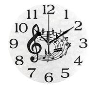linomo Music Note Musical Theme Wall Clock Decor, Silent Non Ticking Round Clock Quiet for Kitchen Living Room Bedroom Bathroom Office
