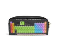 Linomo Pencil Bag Educational Periodic Table of The Elements Zipper Leather Pencil Case Pen Bag Pouch Holder Small Cosmetic Brush Makeup Bag for Travel Office School