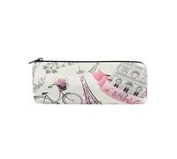 Linomo Pencil Case Pink Flower Paris Eiffel Tower Pencil Pen Bag Pouch Holder for Kids School Office