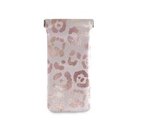 linomo Rose Gold Leopard Print Sunglasses Bag Microfiber Leather Pouch, Storage Bag for Glasses and Cell Phones