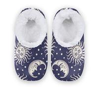 linomo Sun Moon Stars Slippers for Women, Womens House Slippers Indoor Slipper Socks House Shoes Bedroom Socks Shoe Multicolor