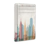 Linomo Thin Leather Card Holder and Money Clip American New York City Wallet RFID Blocking for Men & Women