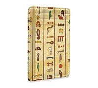 Linomo Thin Leather Card Holder and Money Clip Ancient Egyptian Hieroglyphics Wallet RFID Blocking for Men & Women