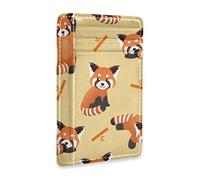 Linomo Thin Leather Card Holder and Money Clip Cute Animal Panda Fox Bamboo Wallet RFID Blocking for Men & Women
