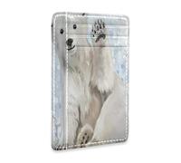 Linomo Thin Leather Card Holder and Money Clip Cute Polar Bear Wallet RFID Blocking for Men & Women