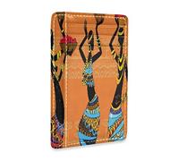 Linomo Thin Leather Card Holder and Money Clip Ethnic African Woman Wallet RFID Blocking for Men & Women