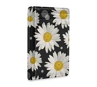 Linomo Thin Leather Card Holder and Money Clip Floral Daisy Flower Wallet RFID Blocking for Men & Women
