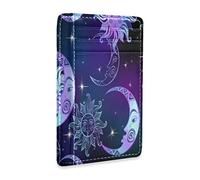 Linomo Thin Leather Card Holder and Money Clip Galaxy Sun Moon Star Wallet RFID Blocking for Men & Women