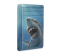 Linomo Thin Leather Card Holder and Money Clip Ocean Sea Animal Shark Wallet RFID Blocking for Men & Women